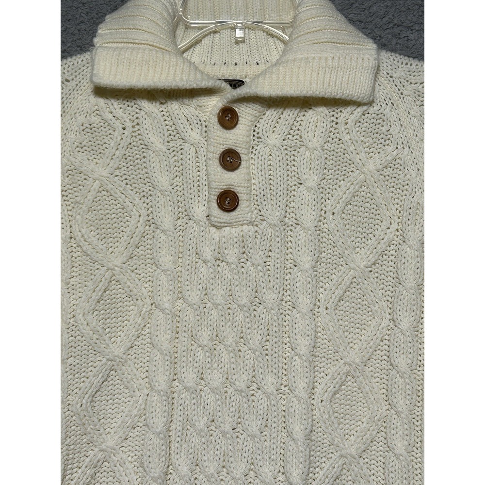Vintage Sweater Emporium White Ivory Cream Cable Knit Fisherman Chunky Cozy - Picture 2 of 13